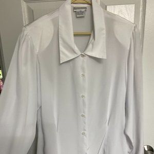 Like New Evan Picone White Professional Blouse-12